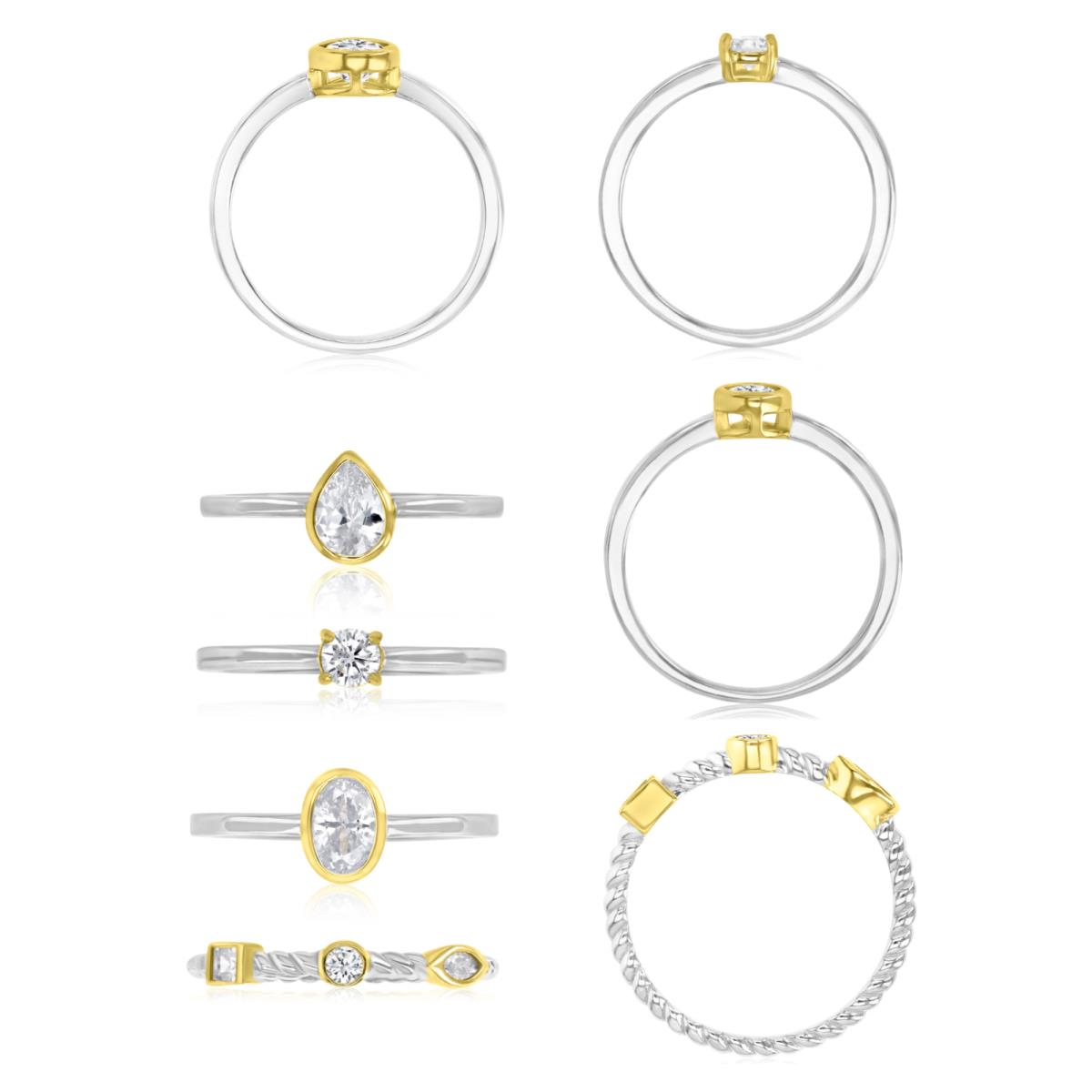 Brass Yellow & White 16MM Polished White CZ Quadruple Ring