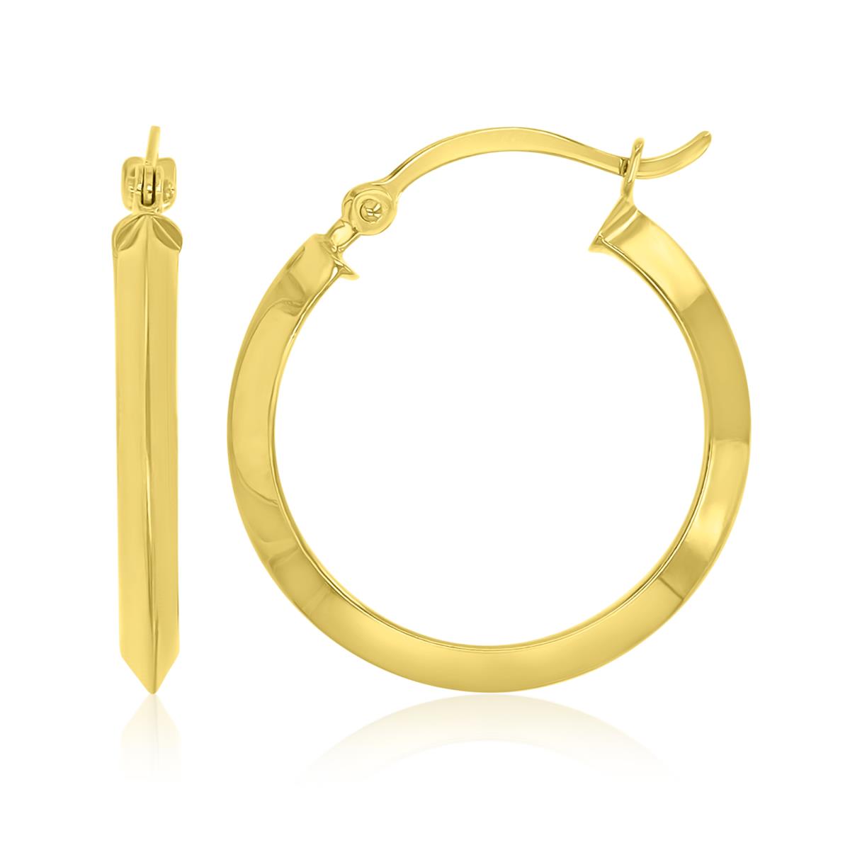 14K Yellow Gold 2x20mm Triangle Tube Hoop Earrings