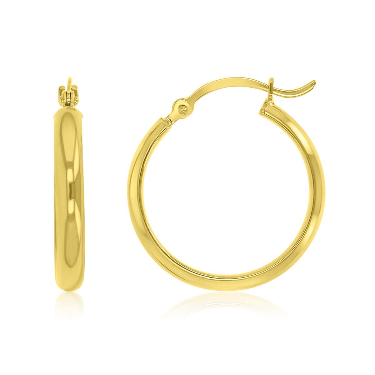 14K Yellow Gold 2.80x20mm Half Round Tube Hoop Earrings