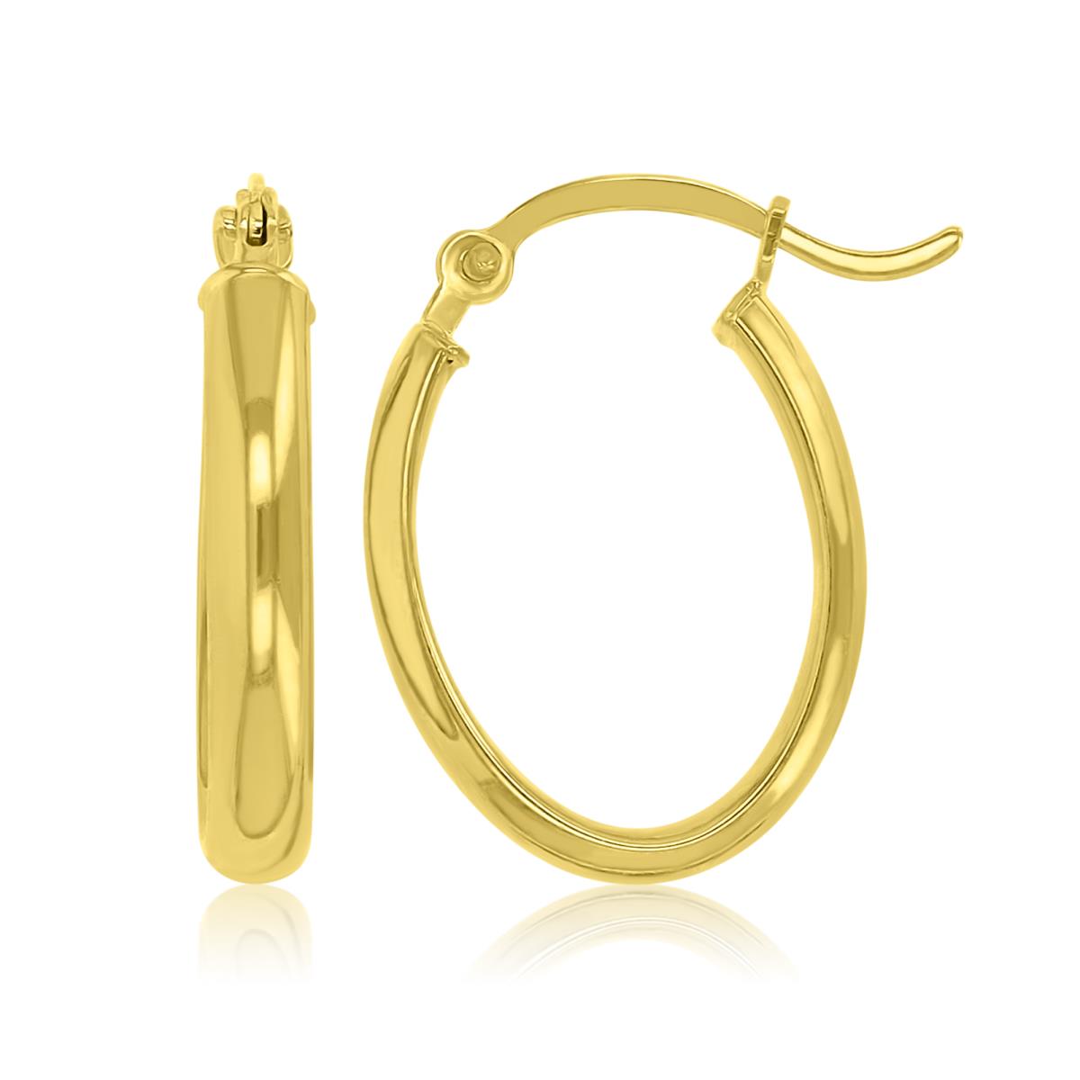 14K Yellow Gold 2.80x18mm Half Round Tube Oval Hoop Earrings