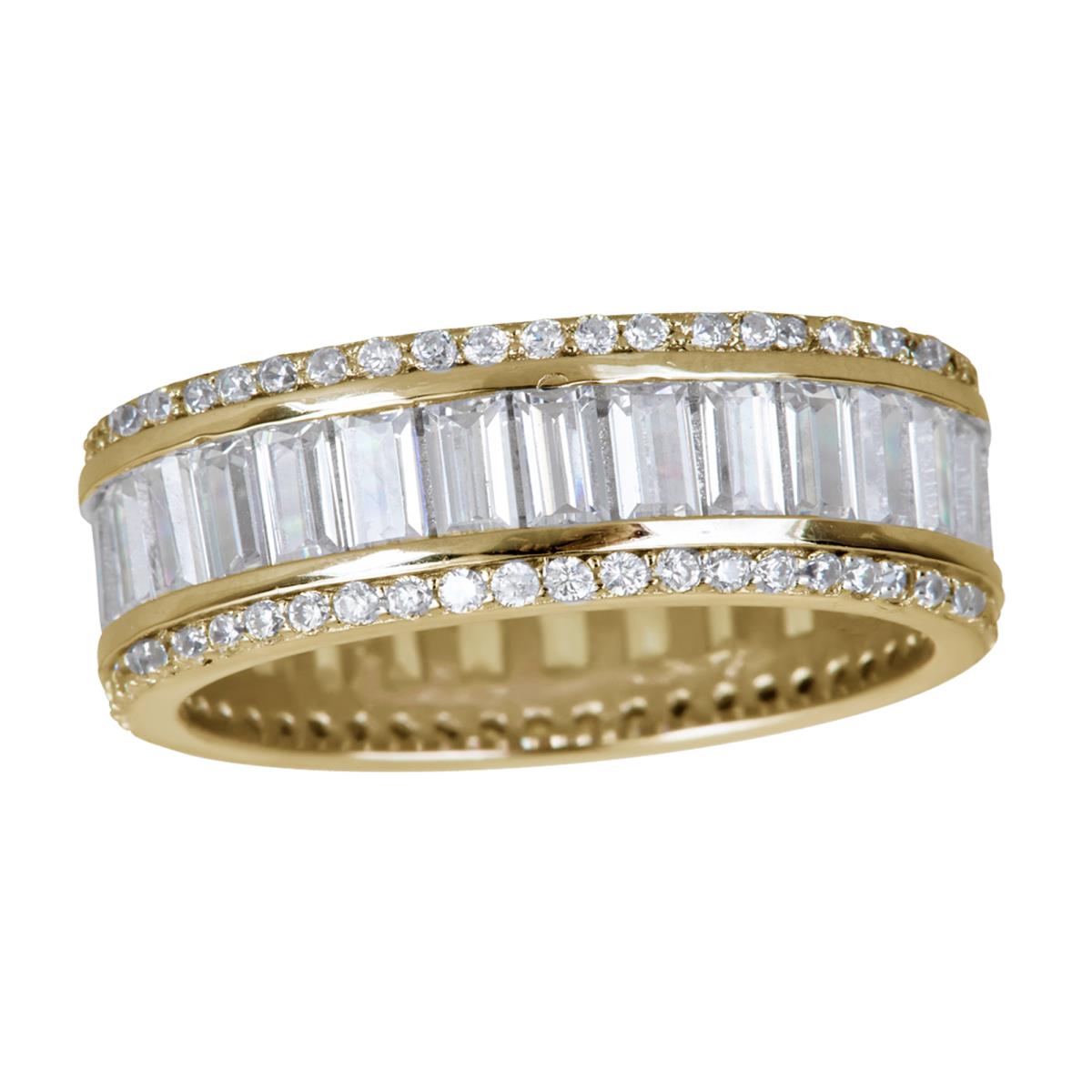 Sterling Silver Yellow Baguette  8.5mm Eternity Ring
