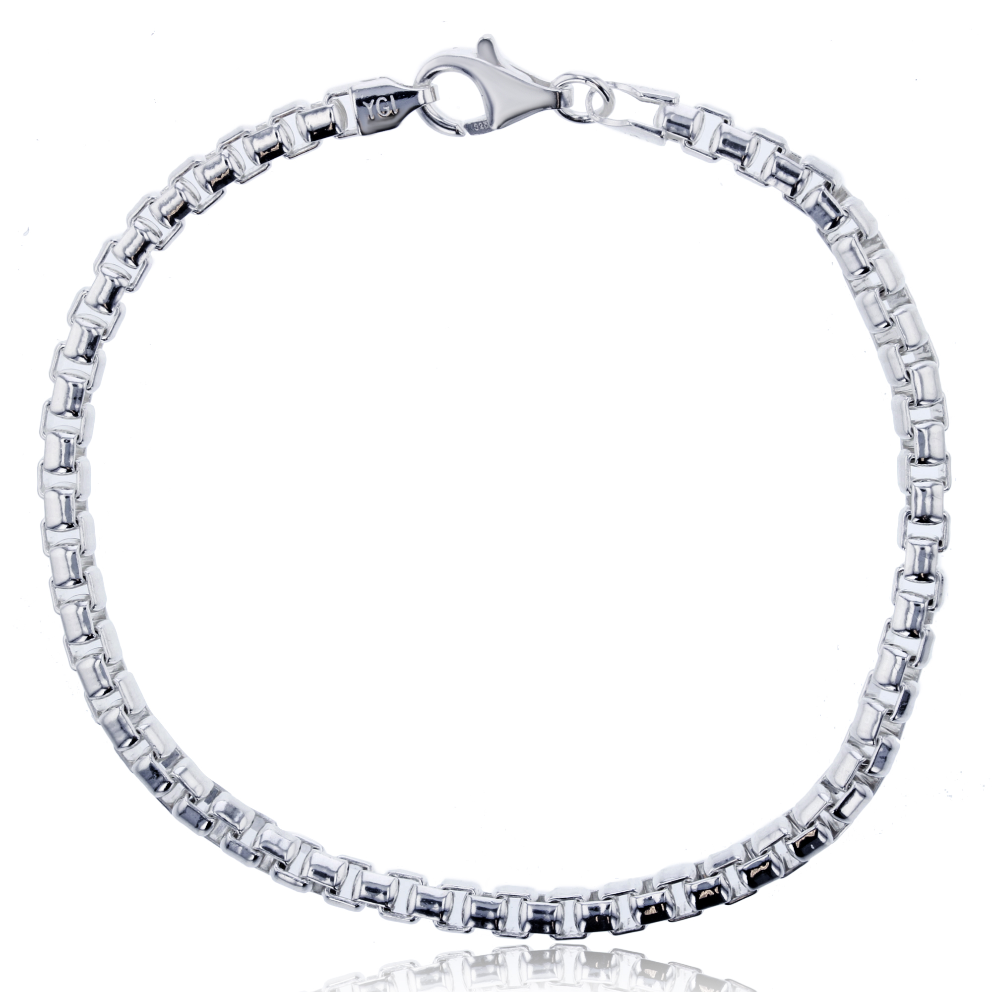 Sterling Silver Rhodium Plated 3.90mm 400 Round Box 8" Chain Bracelet