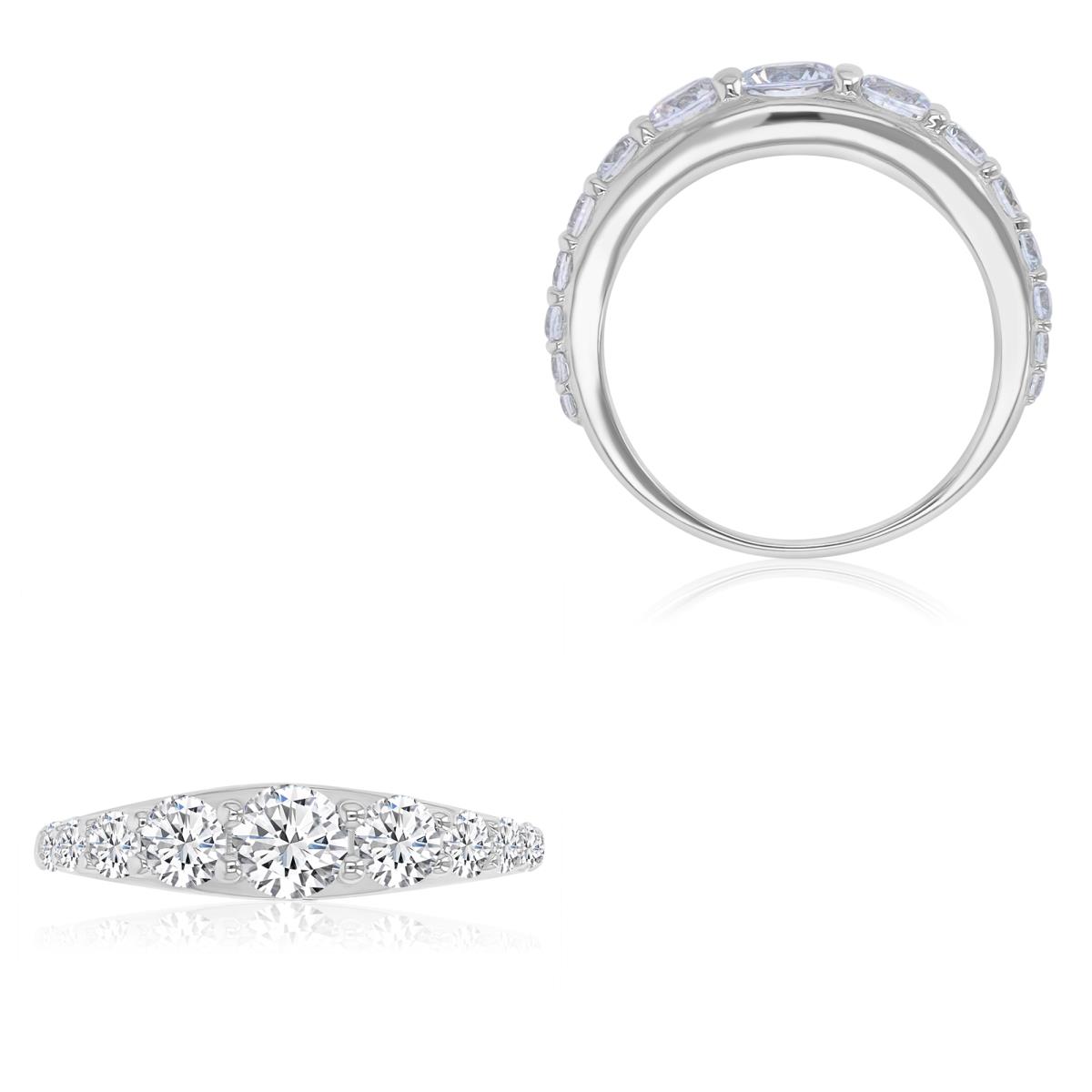 Sterling Silver Rhodium 1.7-5mm White CZ Graduated Fashion Ring