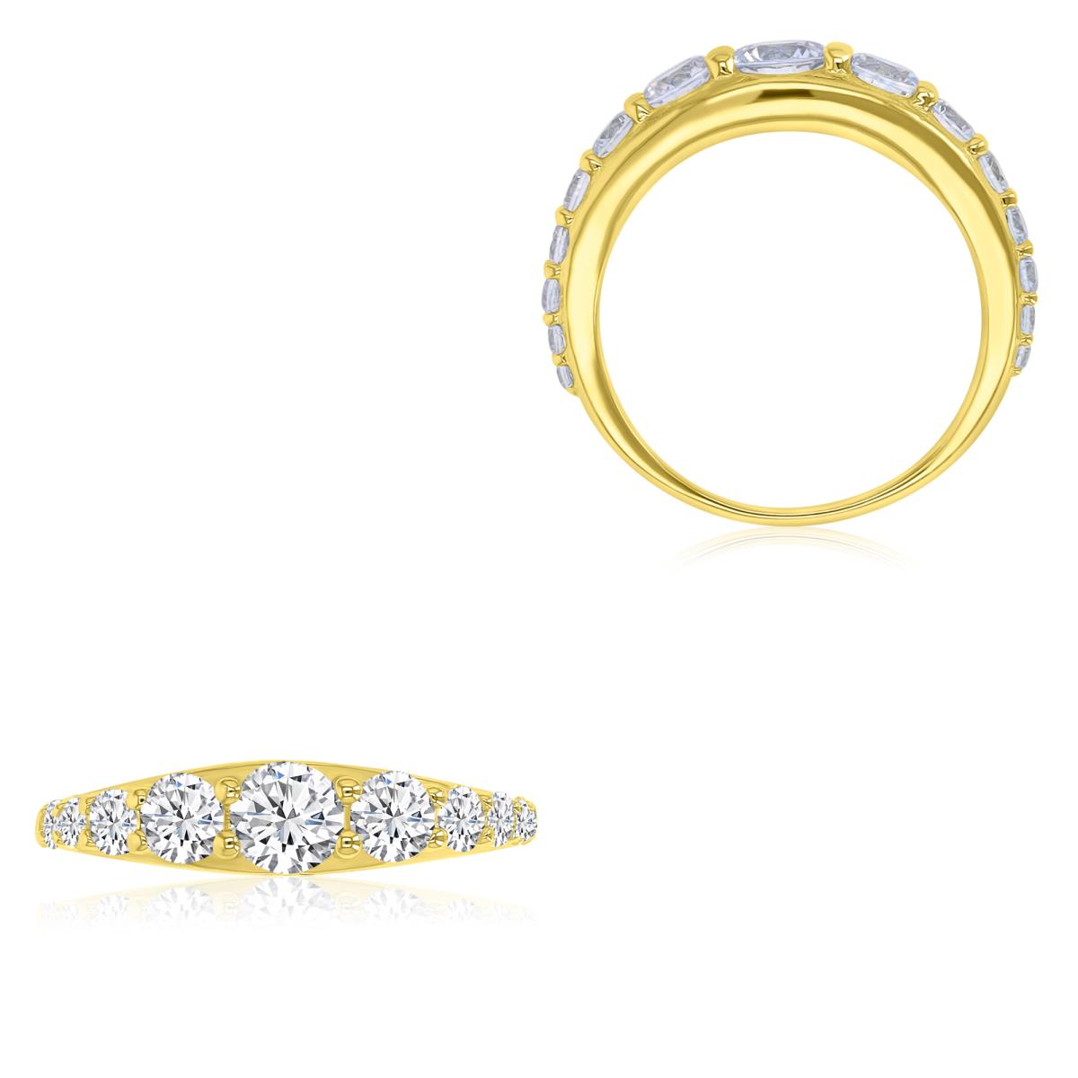 Sterling Silver Yellow 1.7-5mm White CZ Graduated Fashion Ring