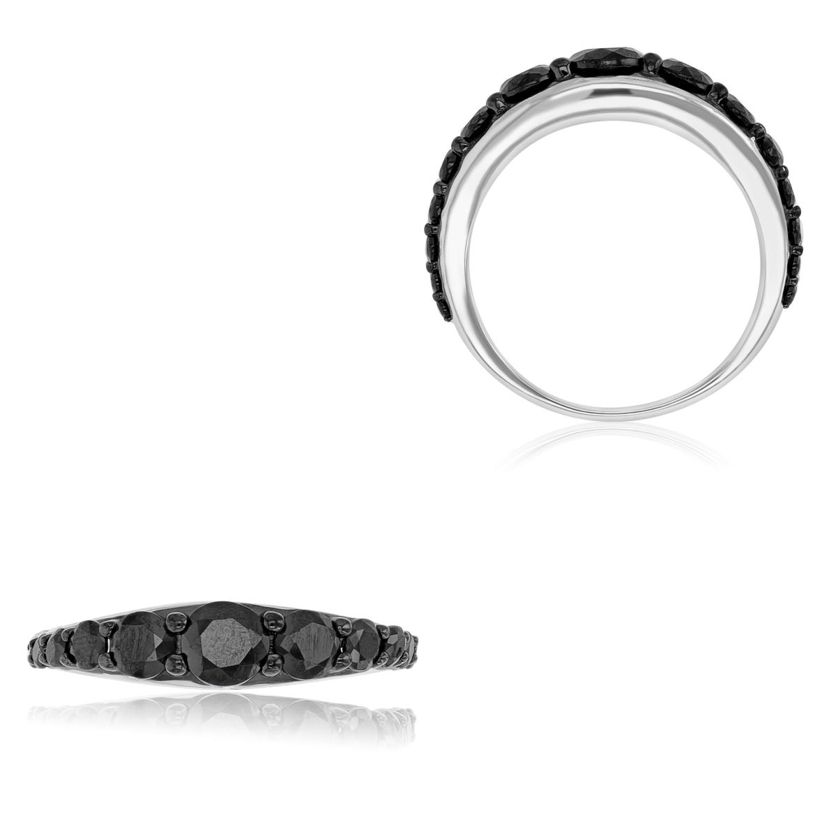 Sterling Silver Black & White 1.7-5mm Black Spinel Graduated Fashion Ring