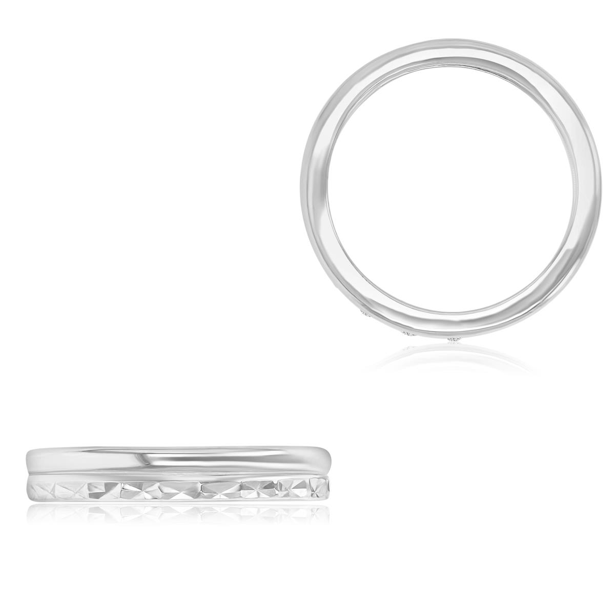 Sterling Silver Rhodium 3.50mm Diamond Cut Eternity Ring