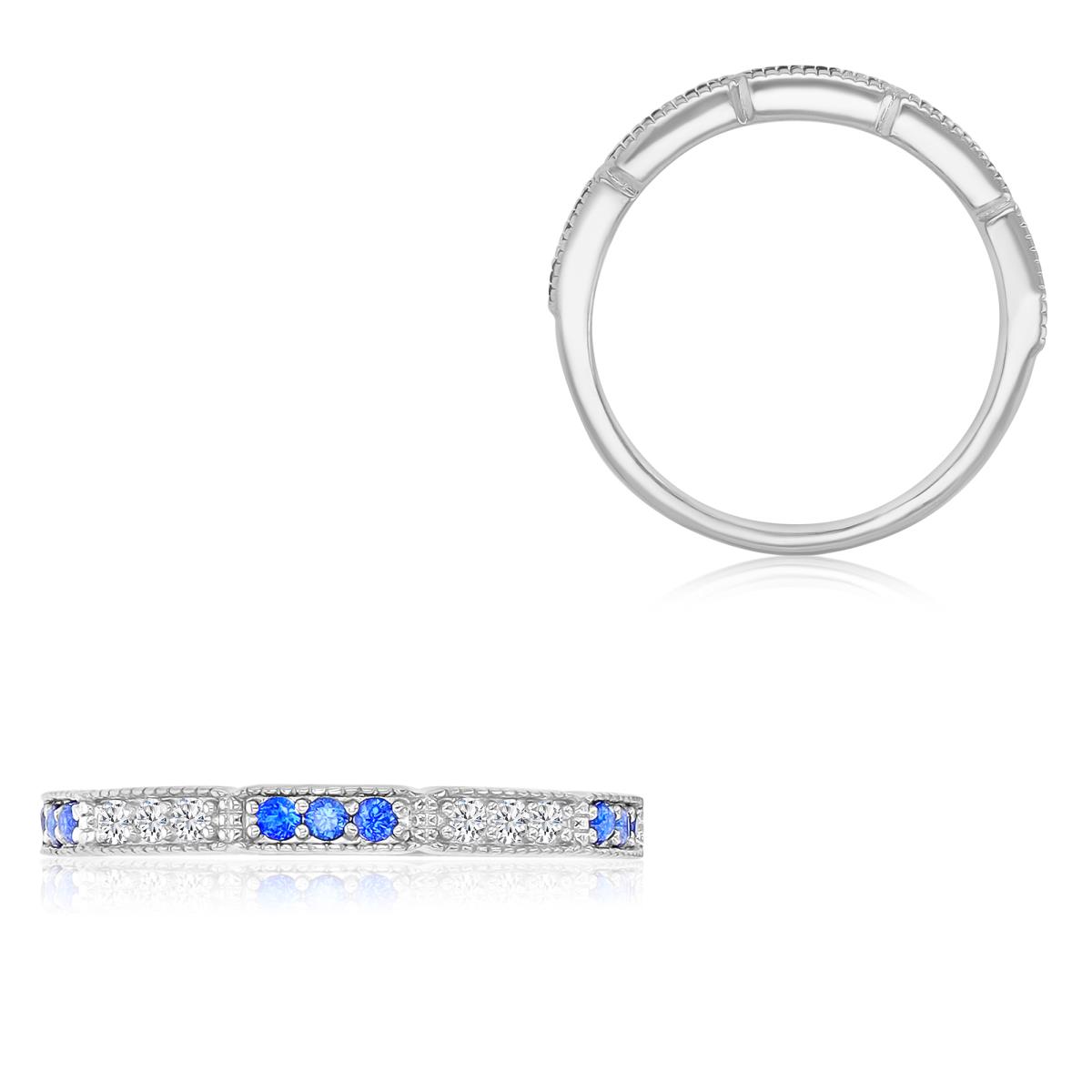 Sterling Silver Rhodium 2.5mm Created Blue & White Sapphire Fashion Ring