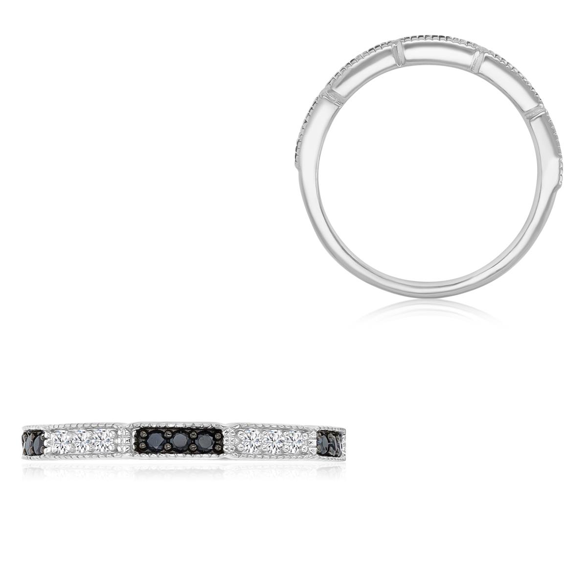 Sterling Silver Black & White 2.5mm Black Spinel & White Sapphire Fashion Ring