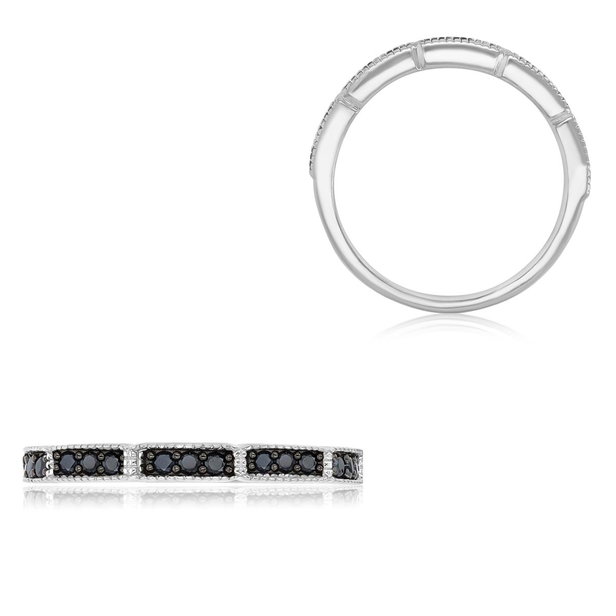 Sterling Silver Black & White 2.5mm Black Spinel Fashion Ring