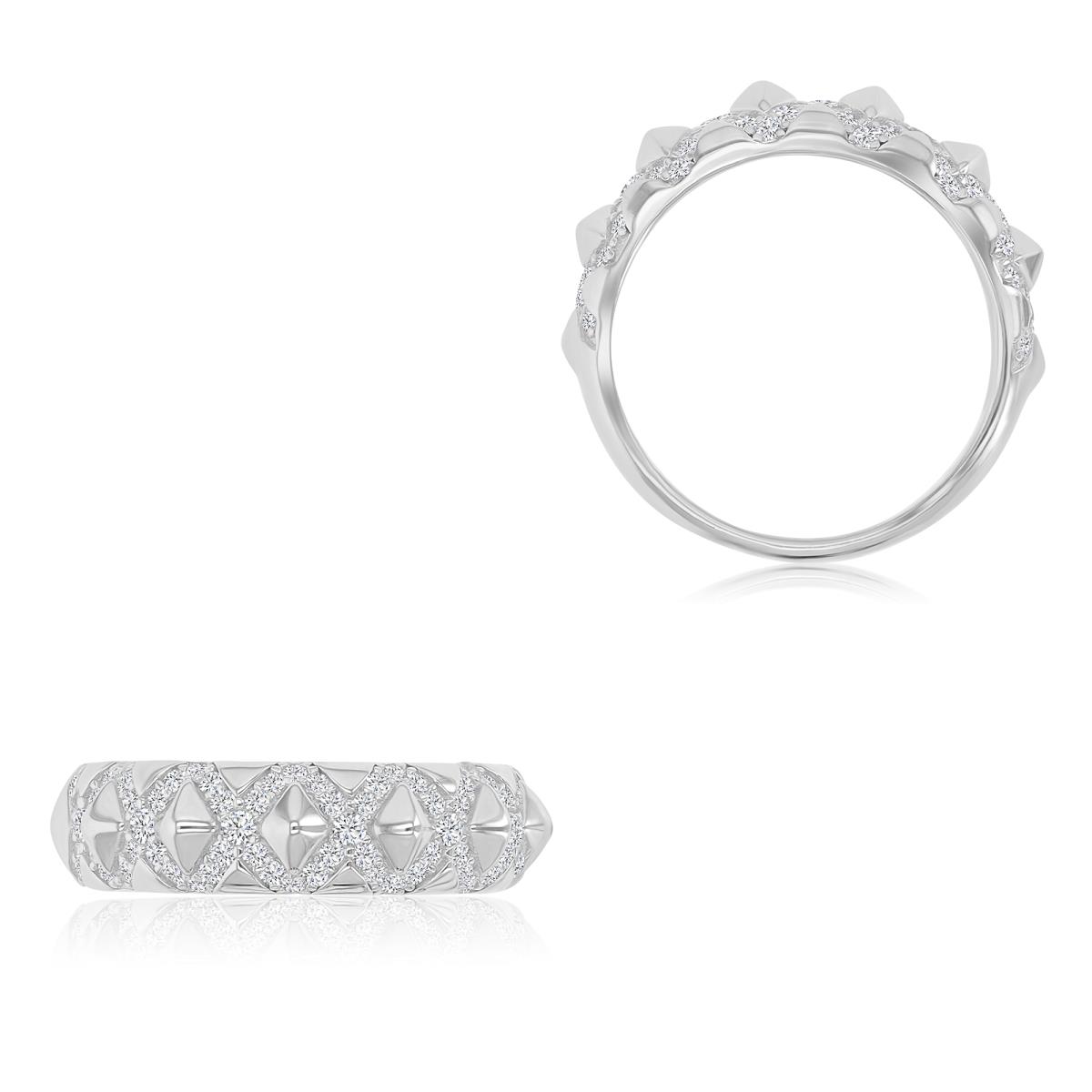 Sterling Silver Rhodium 6mm White CZ Rhombus Fashion Ring