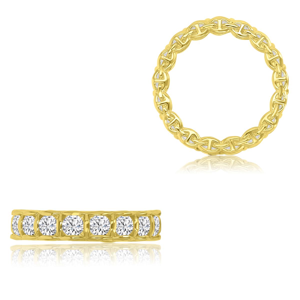 Sterling Silver Yellow 5mm White CZ Eternity Ring