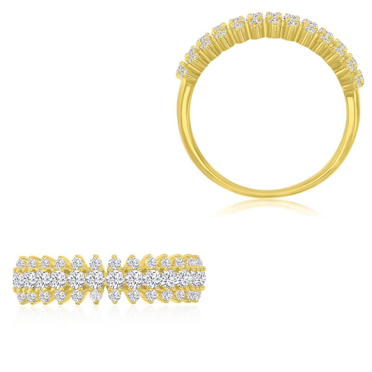Sterling Silver Yellow 5.5mm White CZ Half Eternity Spike Ring