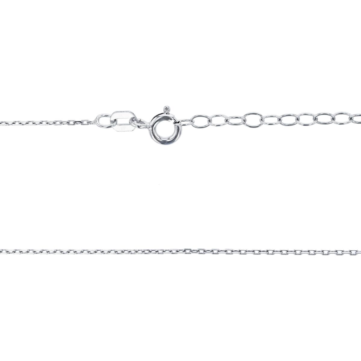 Sterling Silver Rhodium Plated 1mm Diamond Cut Cable 16" Chain with 2” Extension