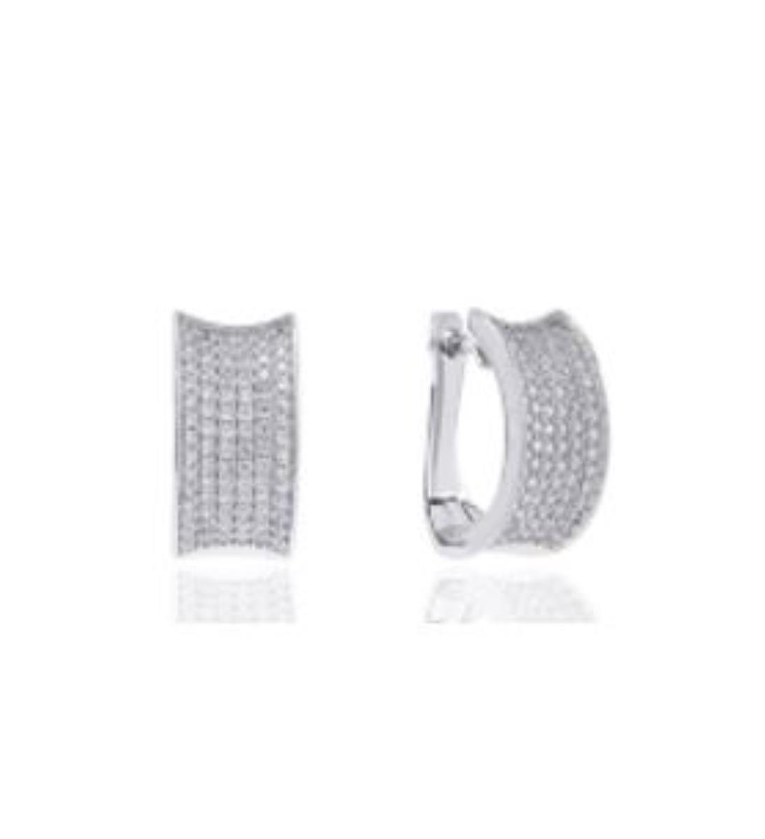 Sterling Silver Rhodium 8X13MM Wide Frontal Huggie Earring