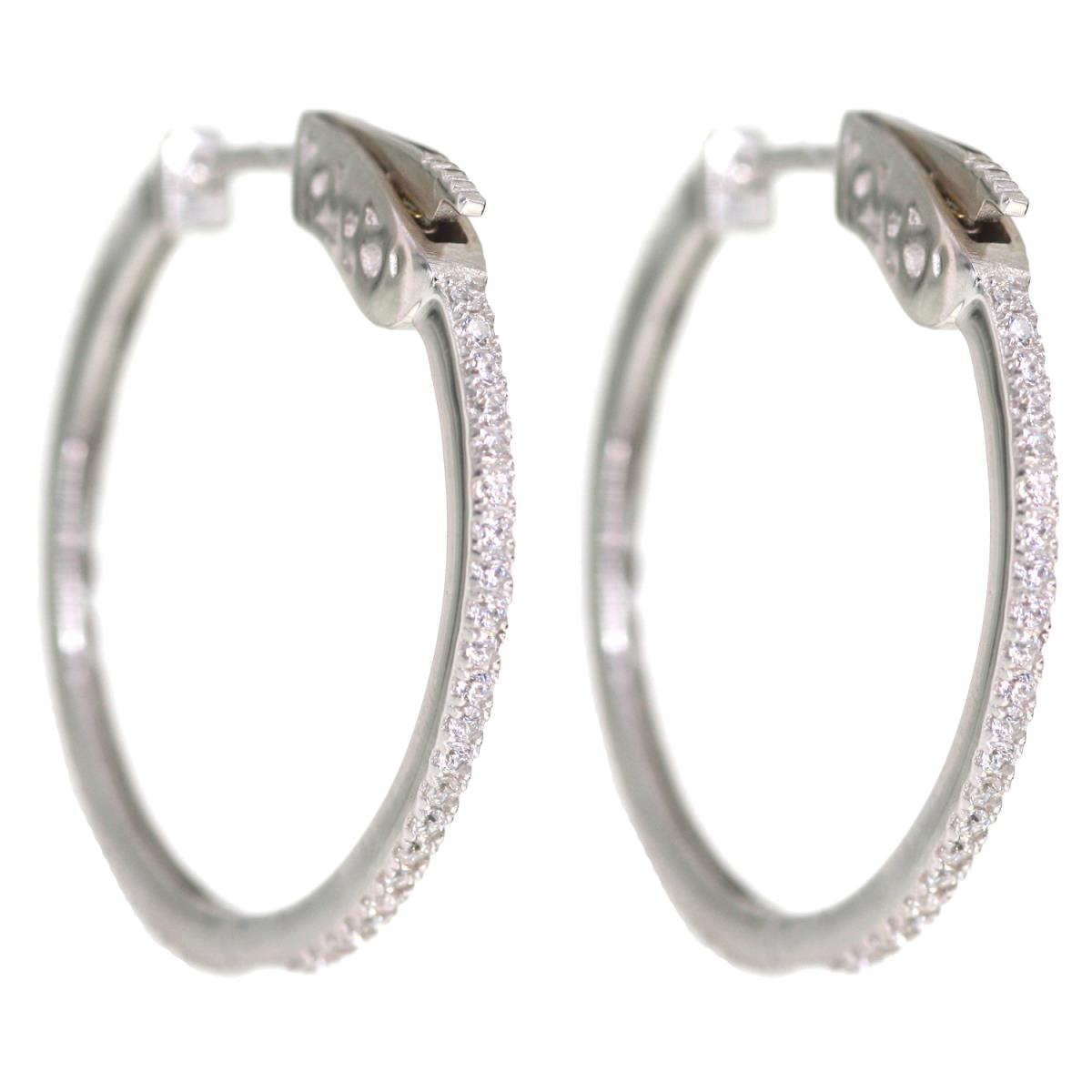 Sterling Silver Rhodium 1.80X27MM Round Safety Lock Hoop Earring