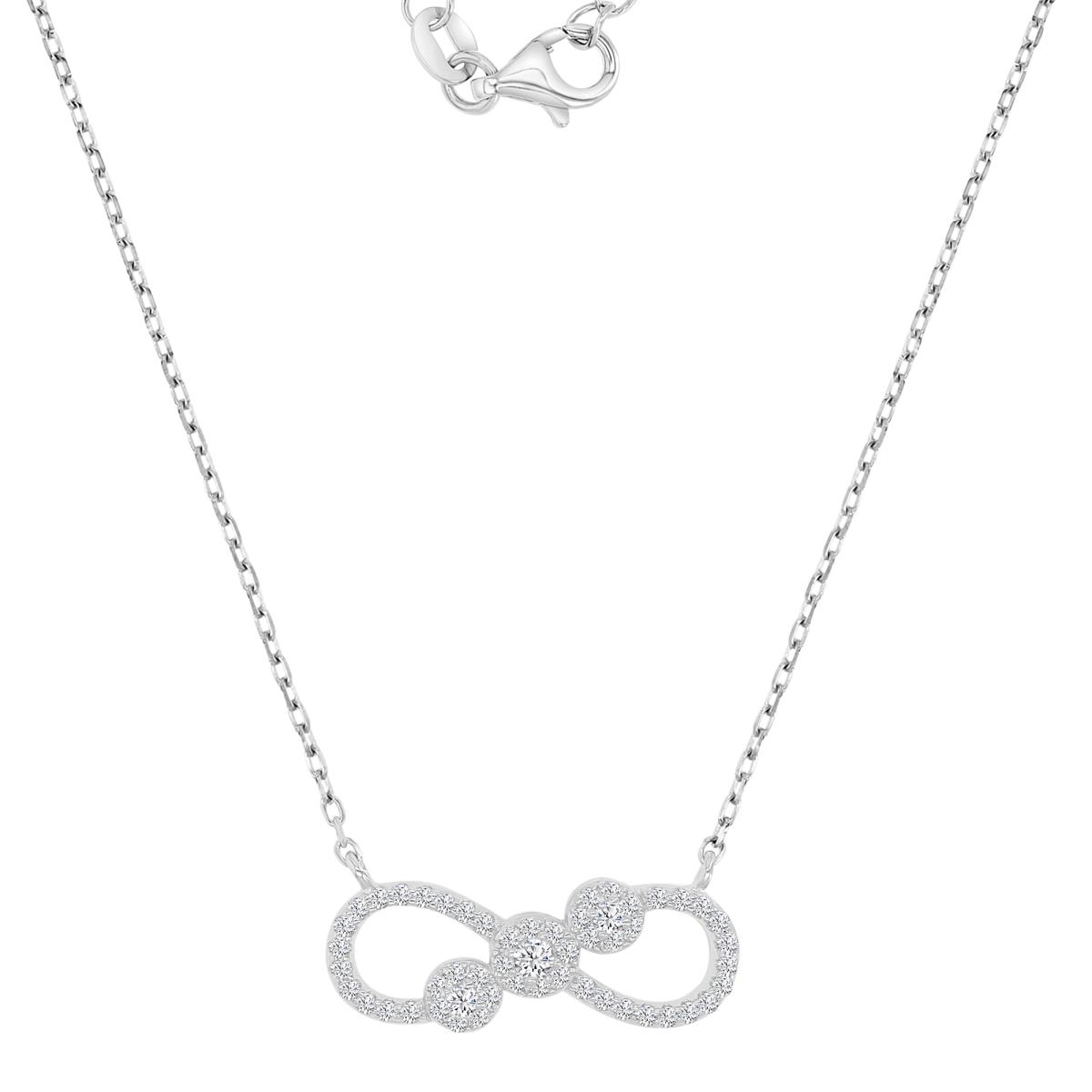 Sterling Silver Rhodium 9X20.5MM White CZ Infinity 18+2" Necklace