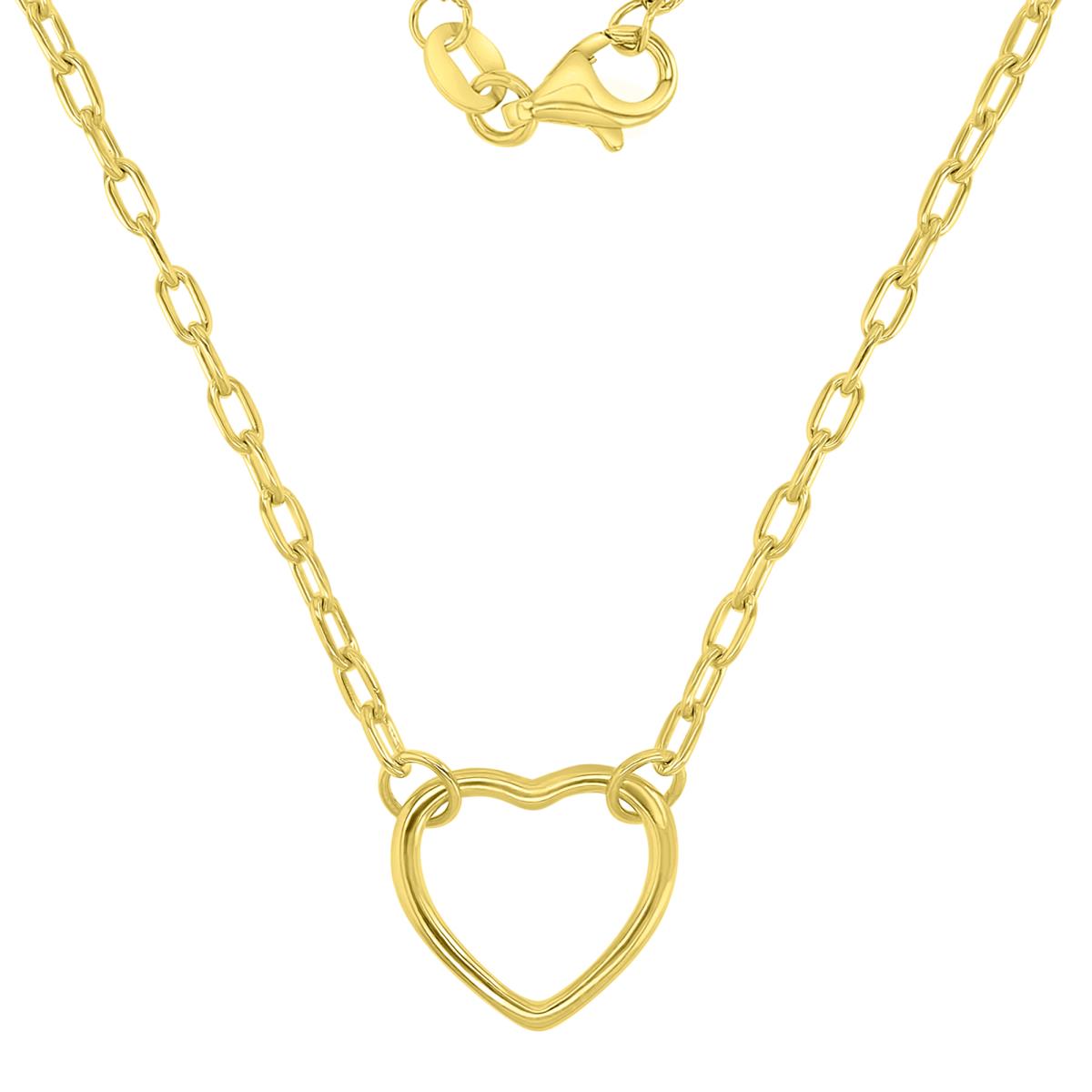 Sterling Silver Yellow 1M 12X13.4MM Heart 16+2" Necklace