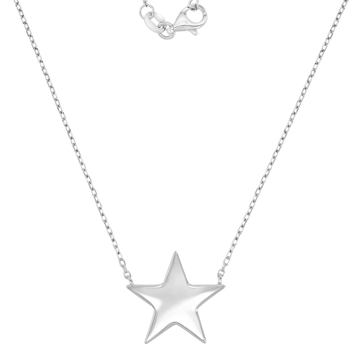 Sterling Silver Rhodium 15.6X16.8MM Star 16+2" Necklace