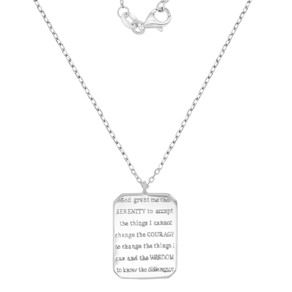 Sterling Silver Rhodium 14.5X22MM Engraved 18+2" Necklace