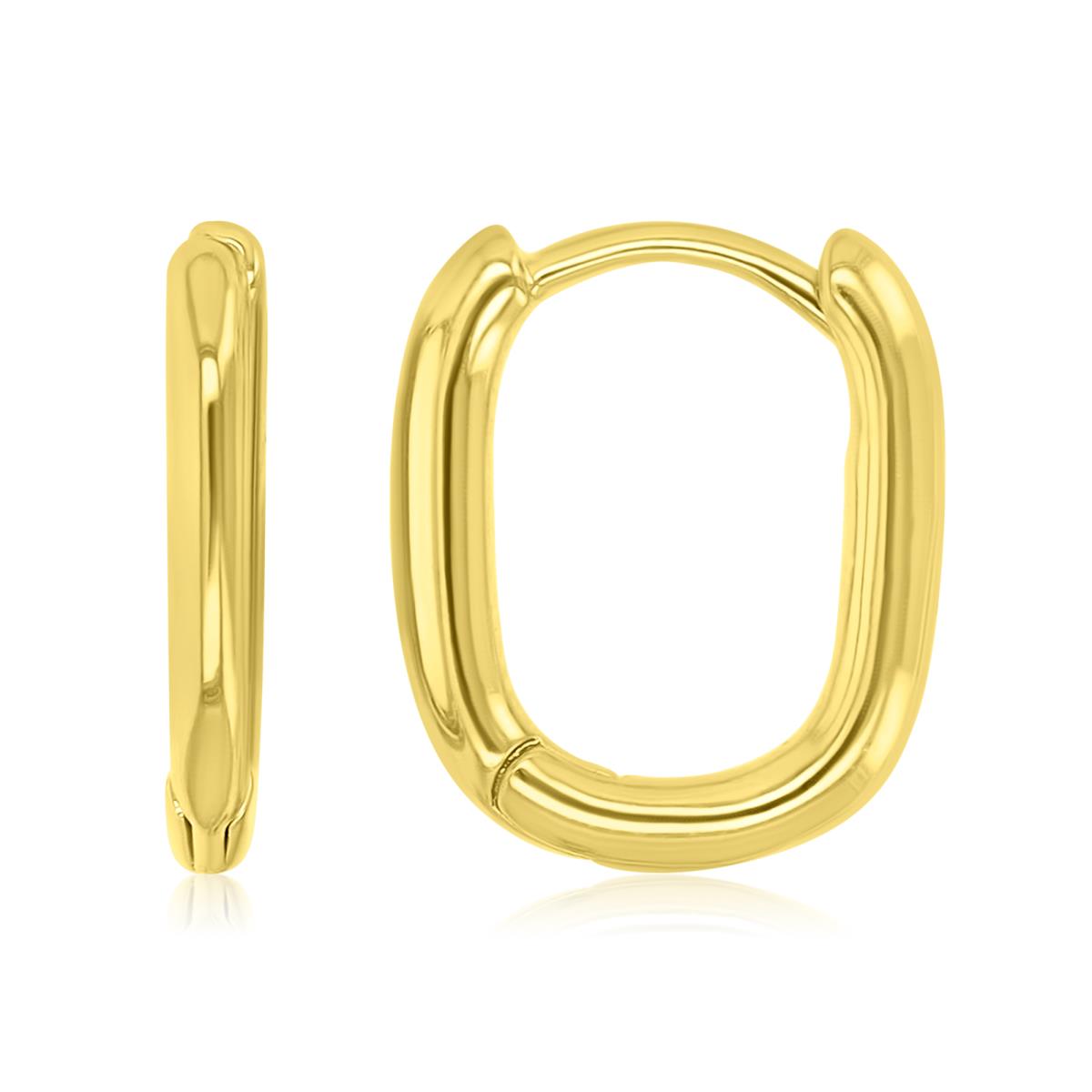 Brass Yellow 15mm Rounded Oval Huggie Earrings