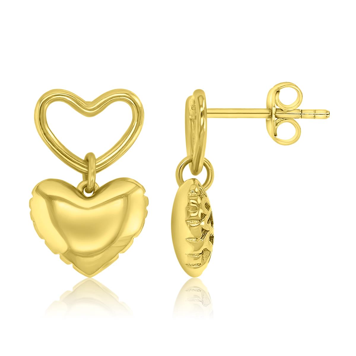 Brass Yellow 18mm Interlocked Heart Dangling Earrings