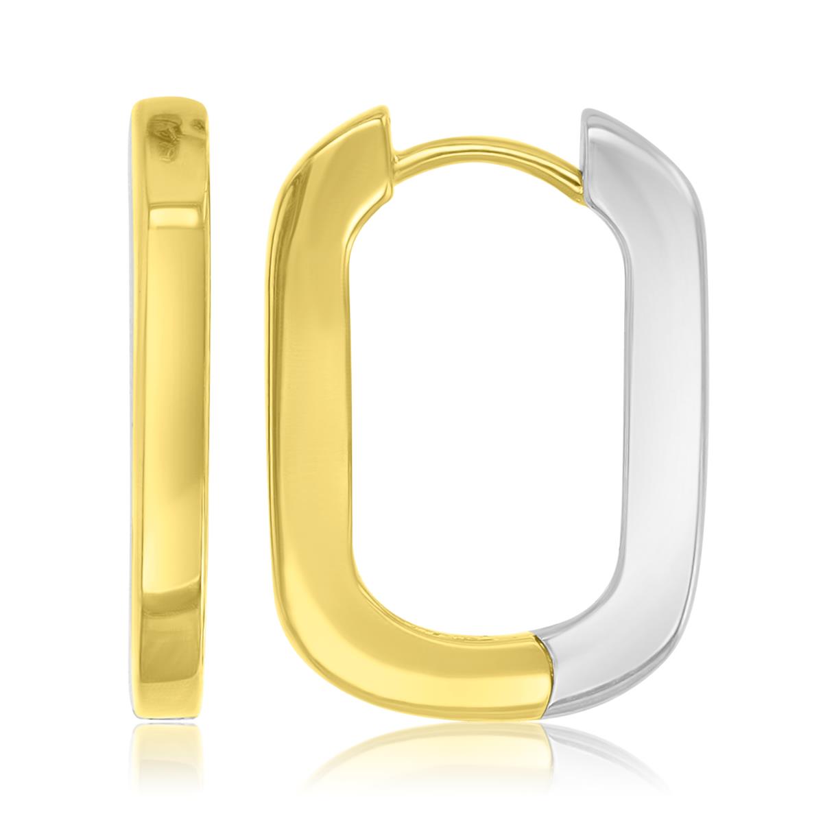 Brass Yellow & White 22mm Oval Hoop Earrings