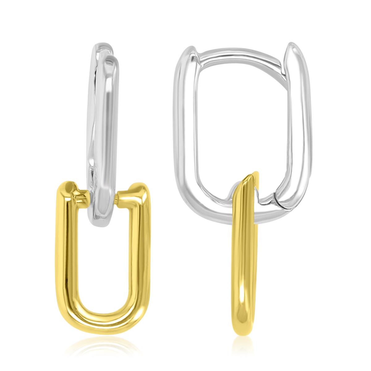 Sterling Silver Yellow & White 20mm Dual Chain Dangling Earrings