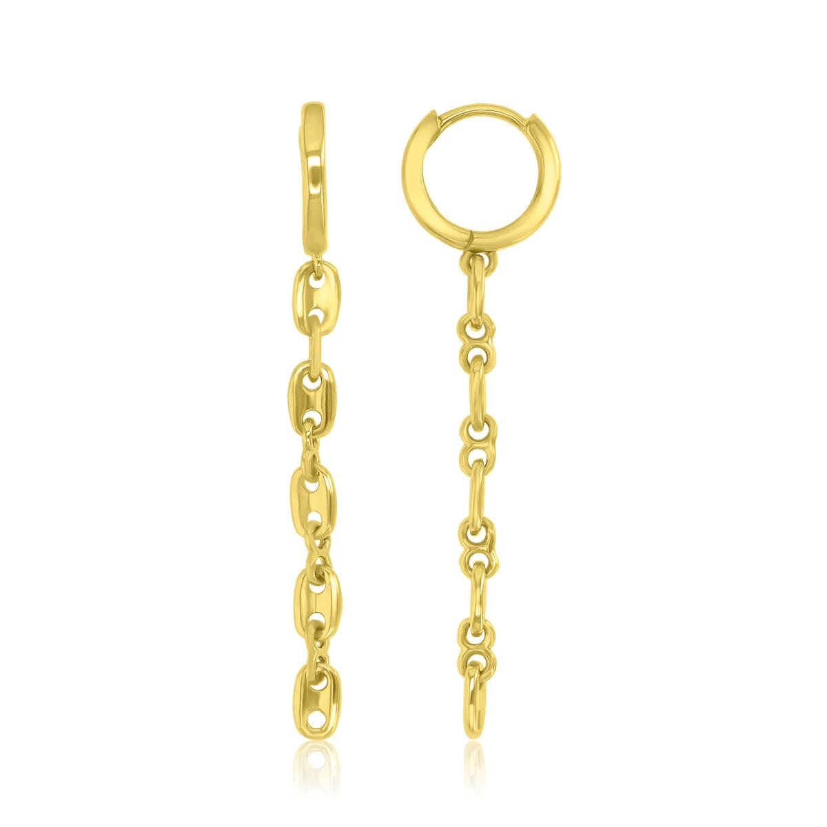 Brass Yellow 50mm Dainty Anchor Dangling Earrings