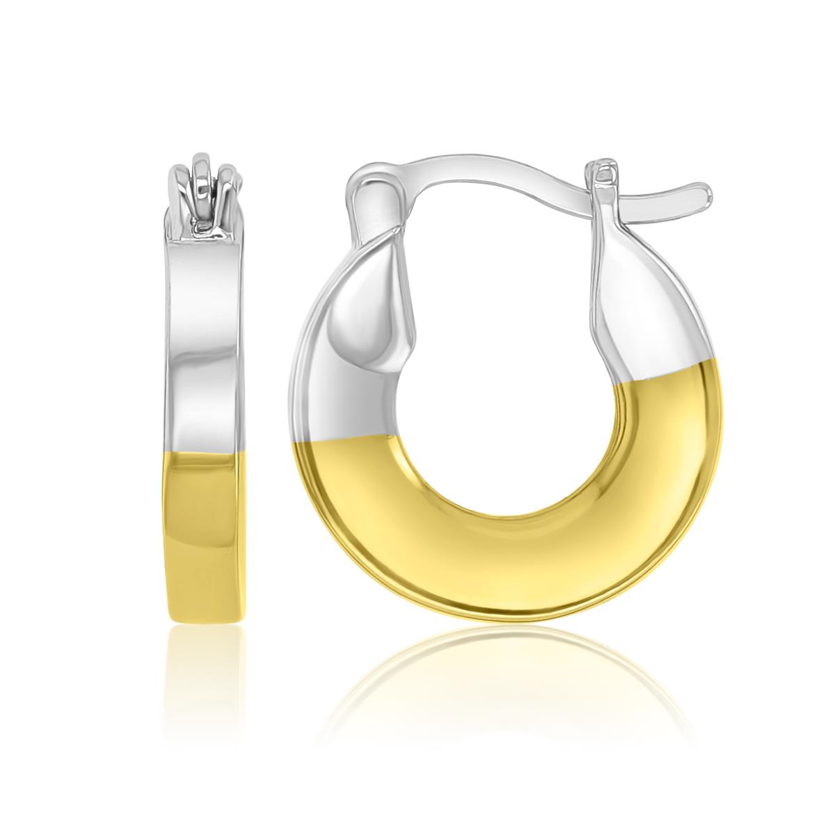 Brass Yellow & White 17mm Huggie Earrings