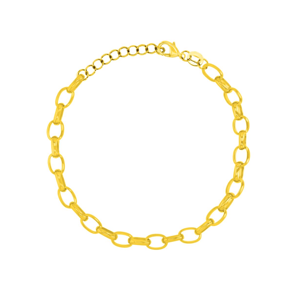 Brass Yellow 7mm Flat Oval Link Chain 7+1" Bracelet