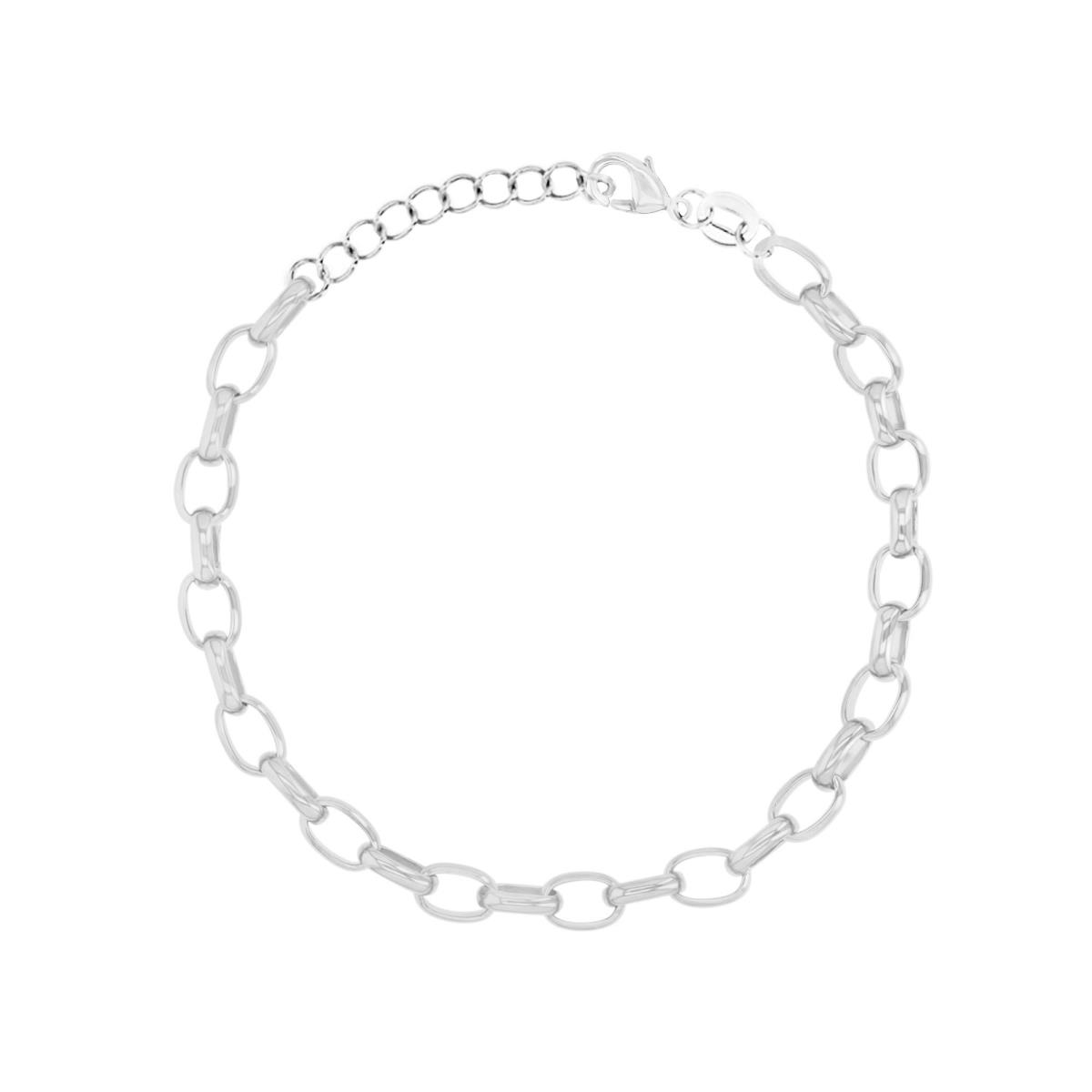 Brass White 7mm Flat Oval Link Chain 7+1" Bracelet
