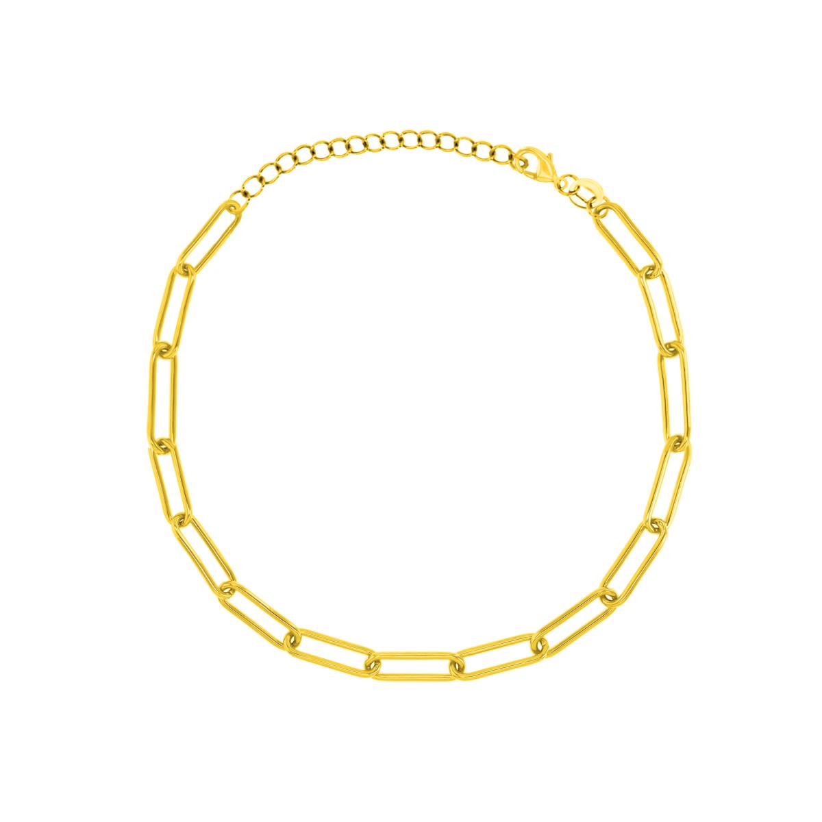 Brass Yellow 5X15mm Paperclip Chain 7+1" Bracelet