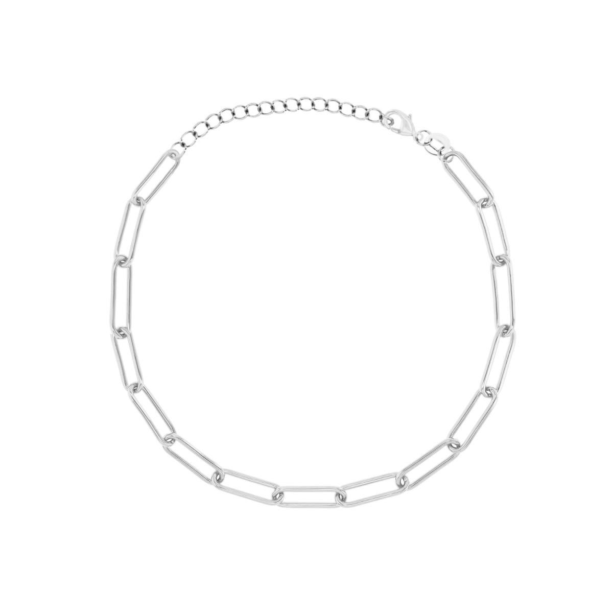 Brass White 5X15mm Paperclip Chain 7+1" Bracelet