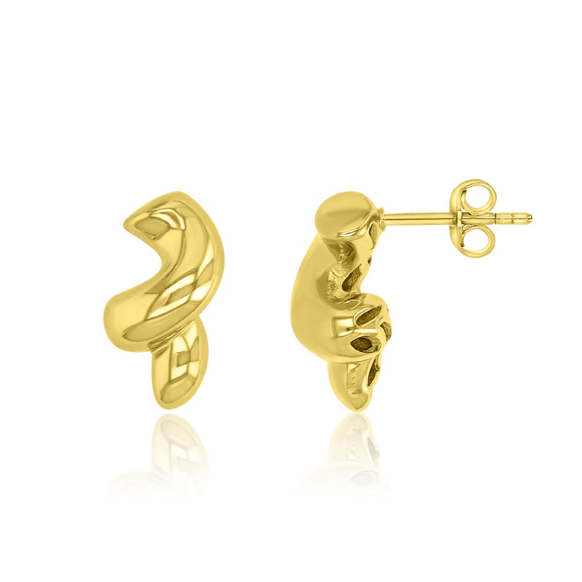 Brass Yellow 14mm Twisted Stud Earrings