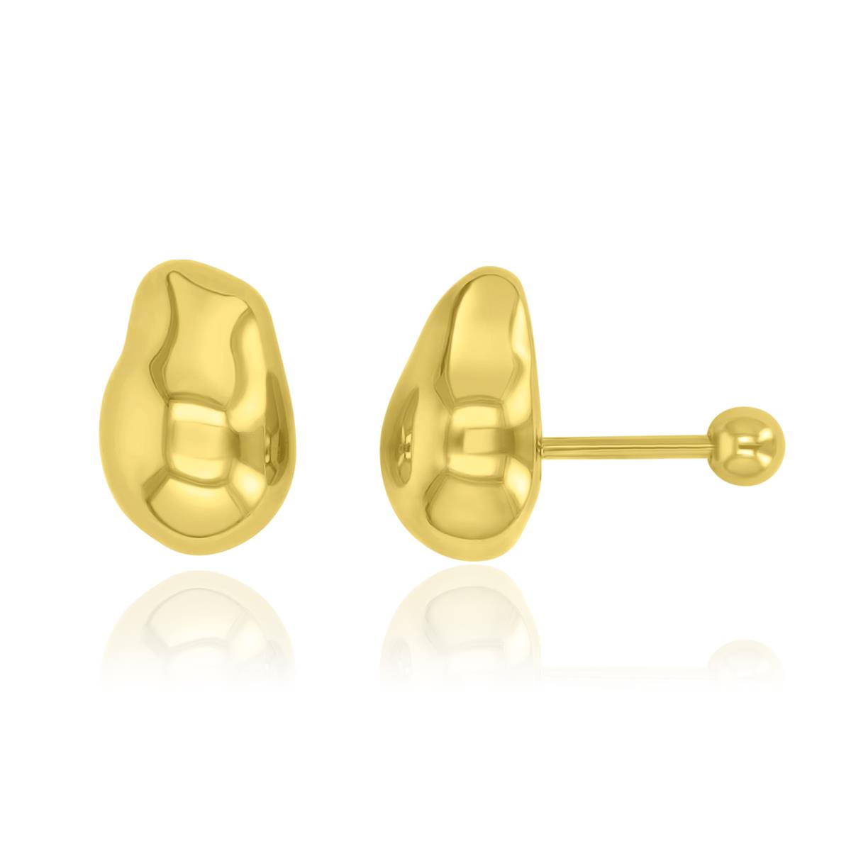 Brass Yellow 11mm Teardrop Stud Earrings
