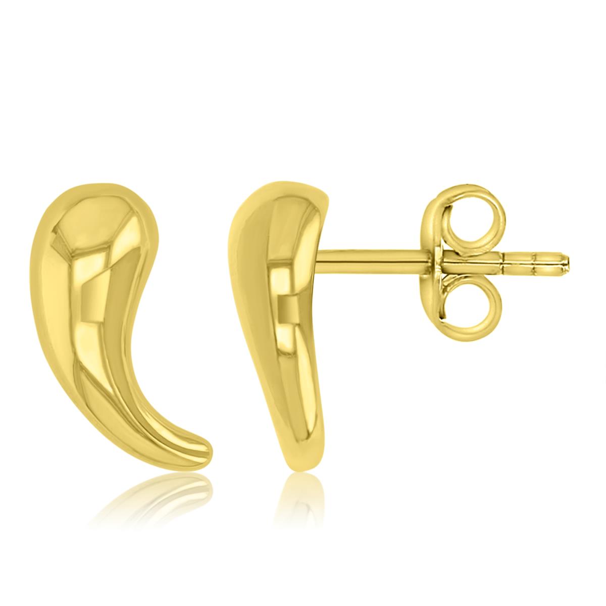 Sterling Silver Yellow 13mm Abstract Curved Stud Earrings