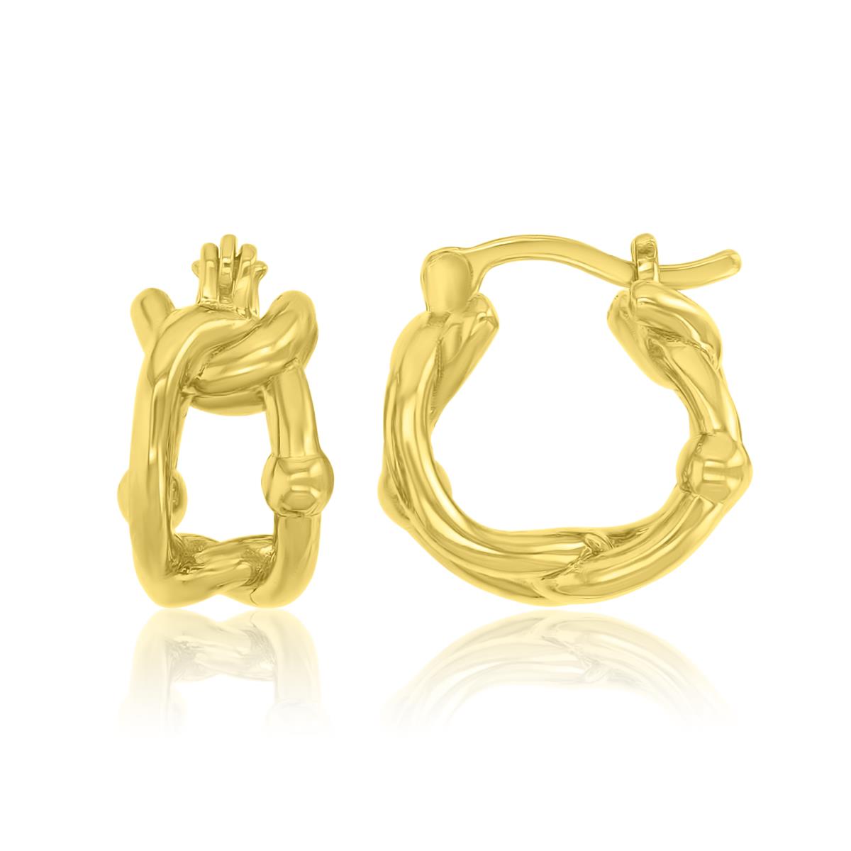 Brass Yellow 16mm Dual Chain Huggie Earrings