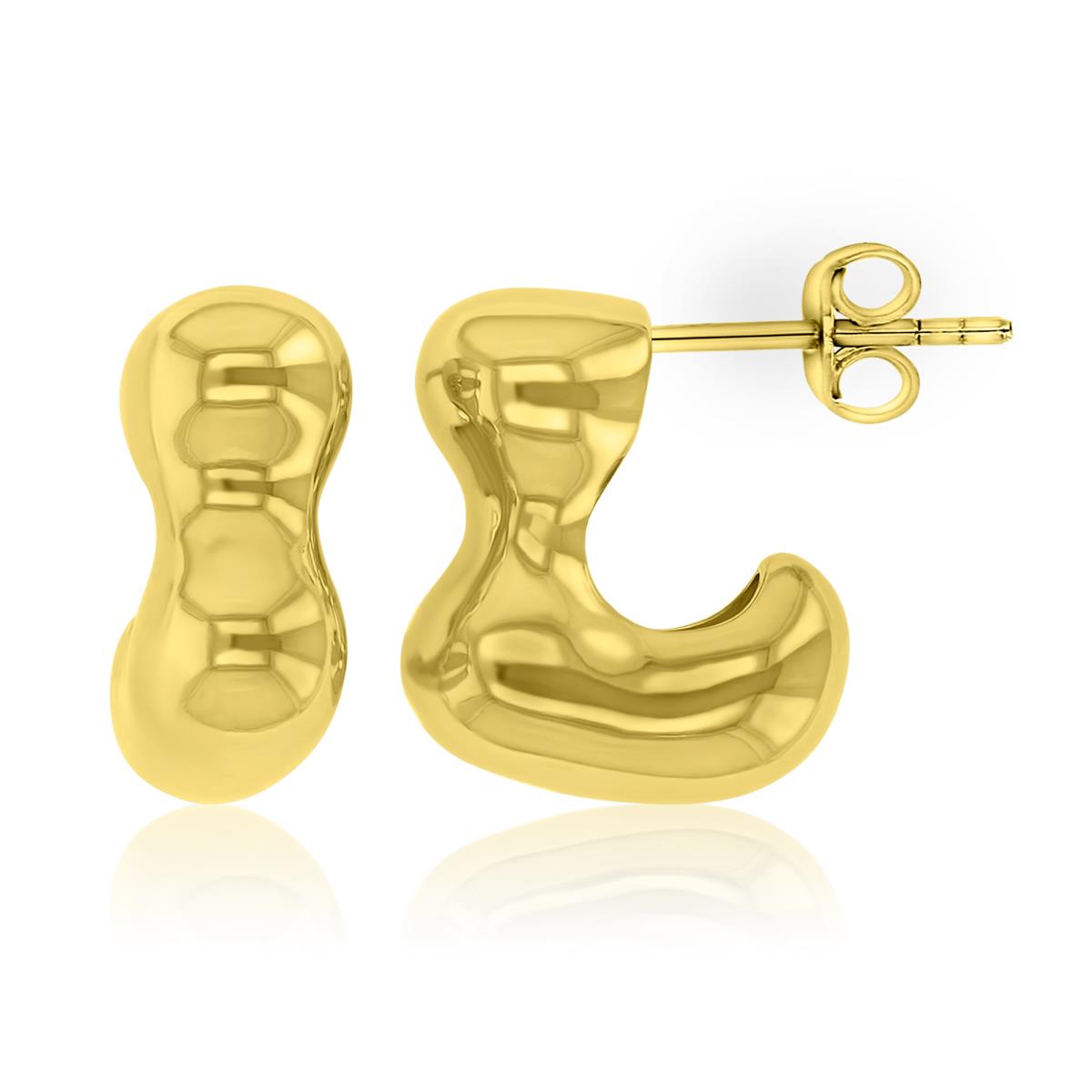 Brass Yellow 16mm Irregular J Huggie Earrings 