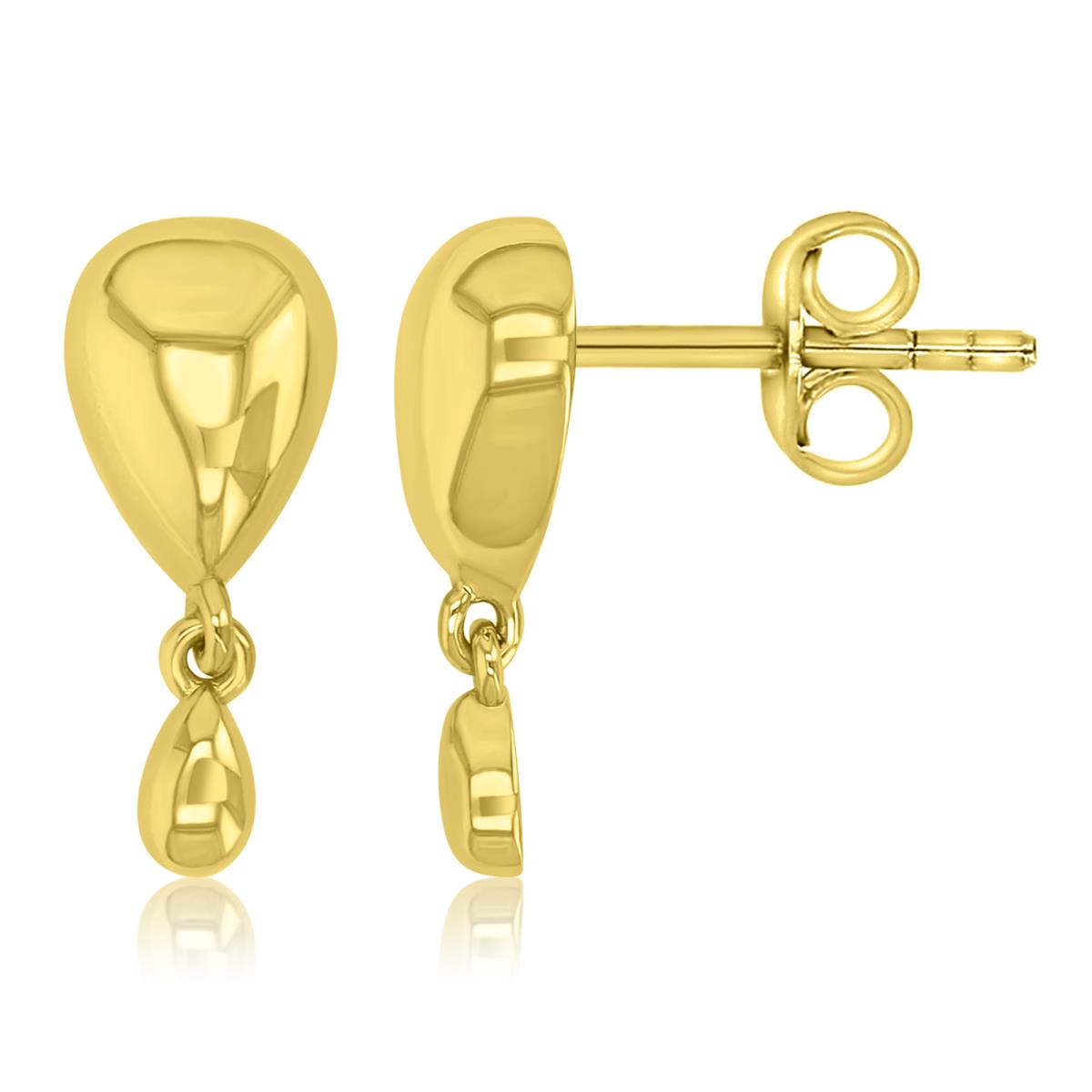 Brass Yellow 17mm Duo Teardrops Dangling Earrings