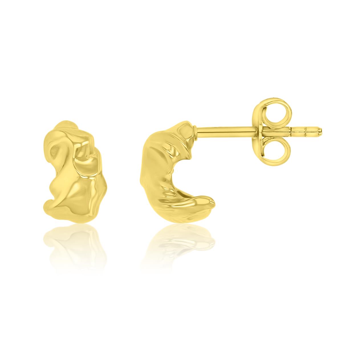 Sterling Silver Yellow 9mm Abstract Stud Earrings