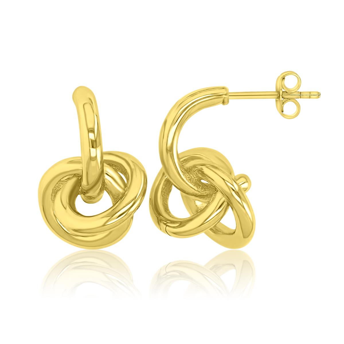 Sterling Silver Yellow 12mm Circles Entwined Stud Earrings