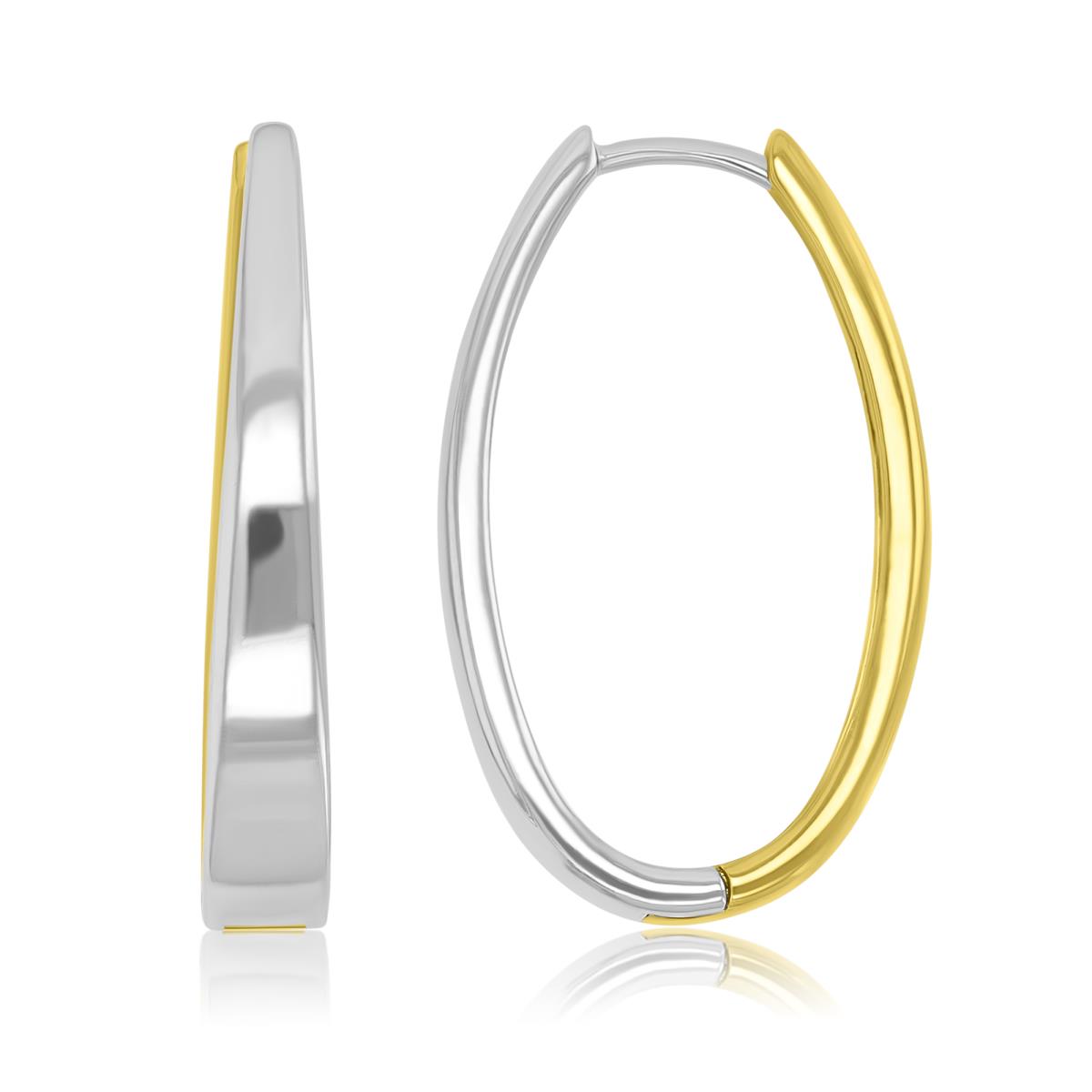 Brass Yellow & White 33mm Hoop Earrings