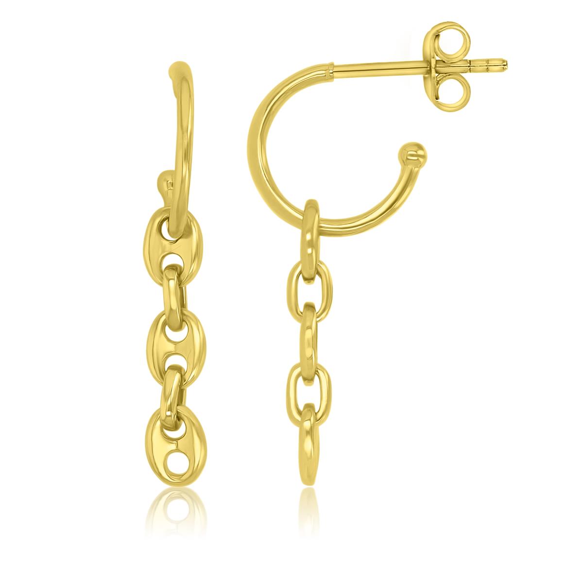 Brass Yellow 29mm Dainty Anchor Dangling Earrings