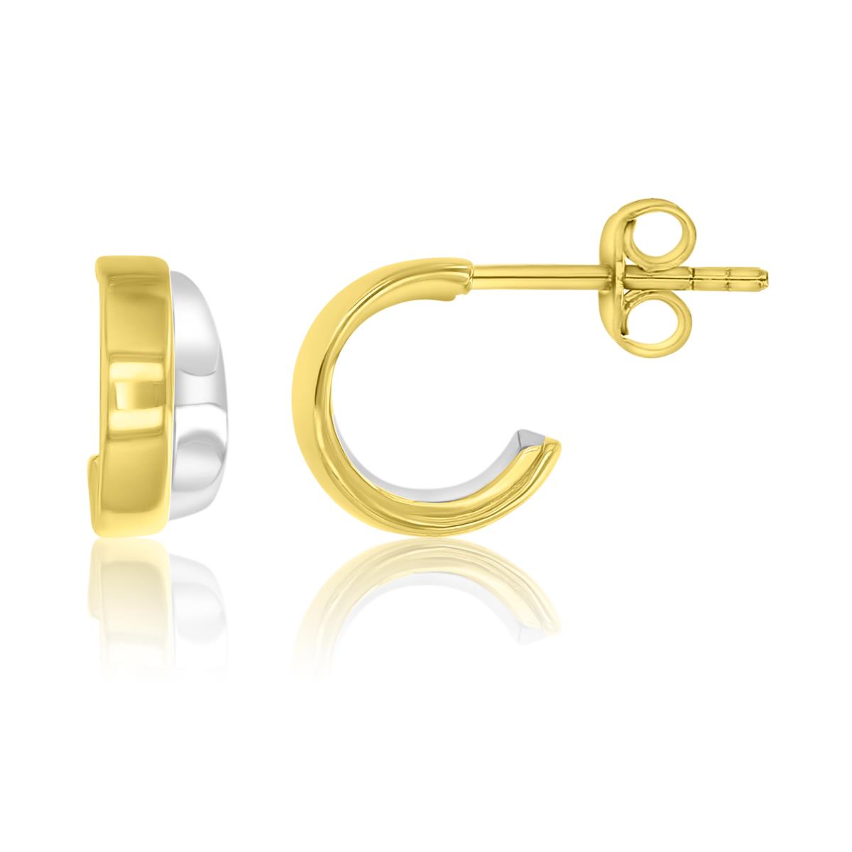 Brass Yellow & White 13mm J Huggie Earrings