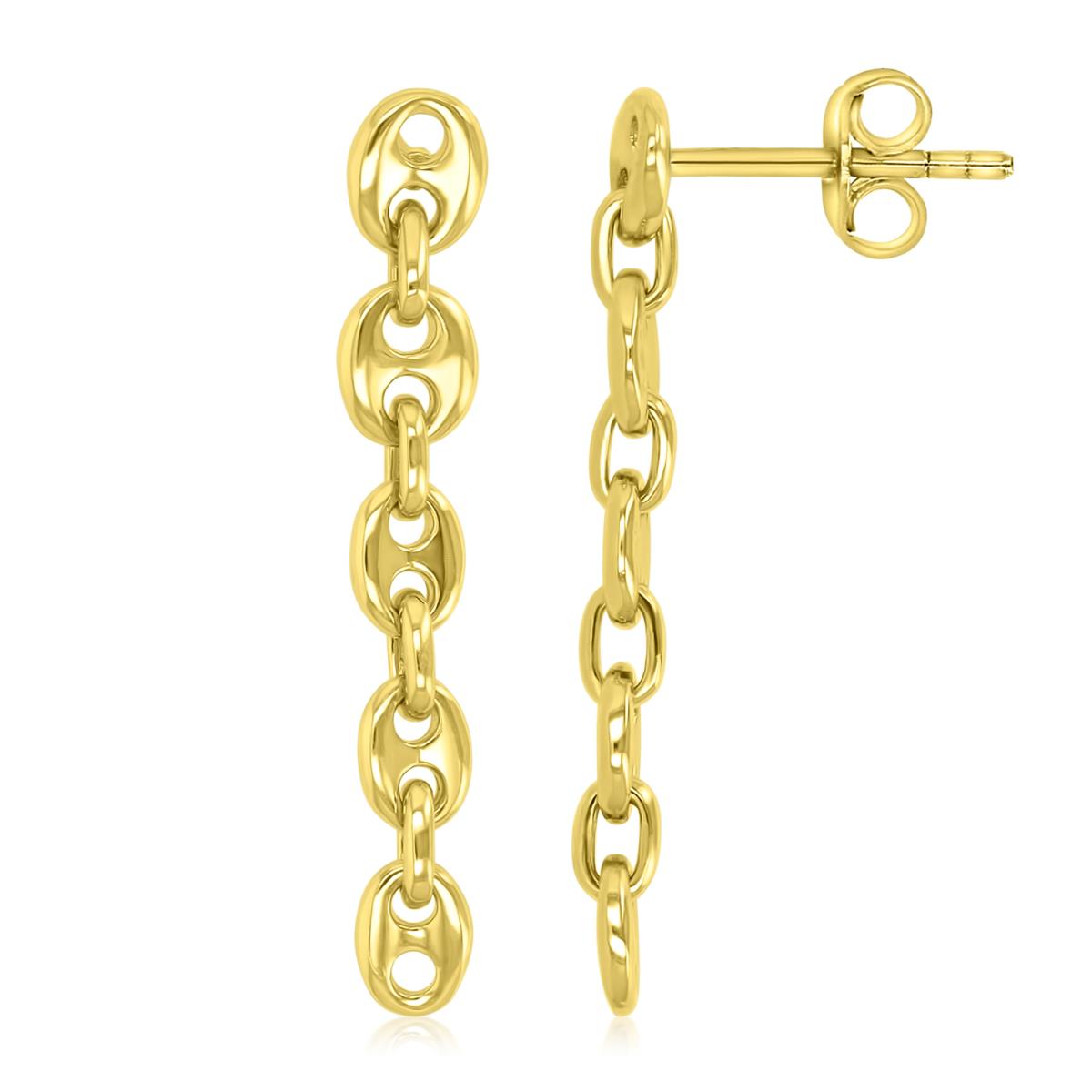 Brass Yellow 35mm Dainty Anchor Dangling Earrings