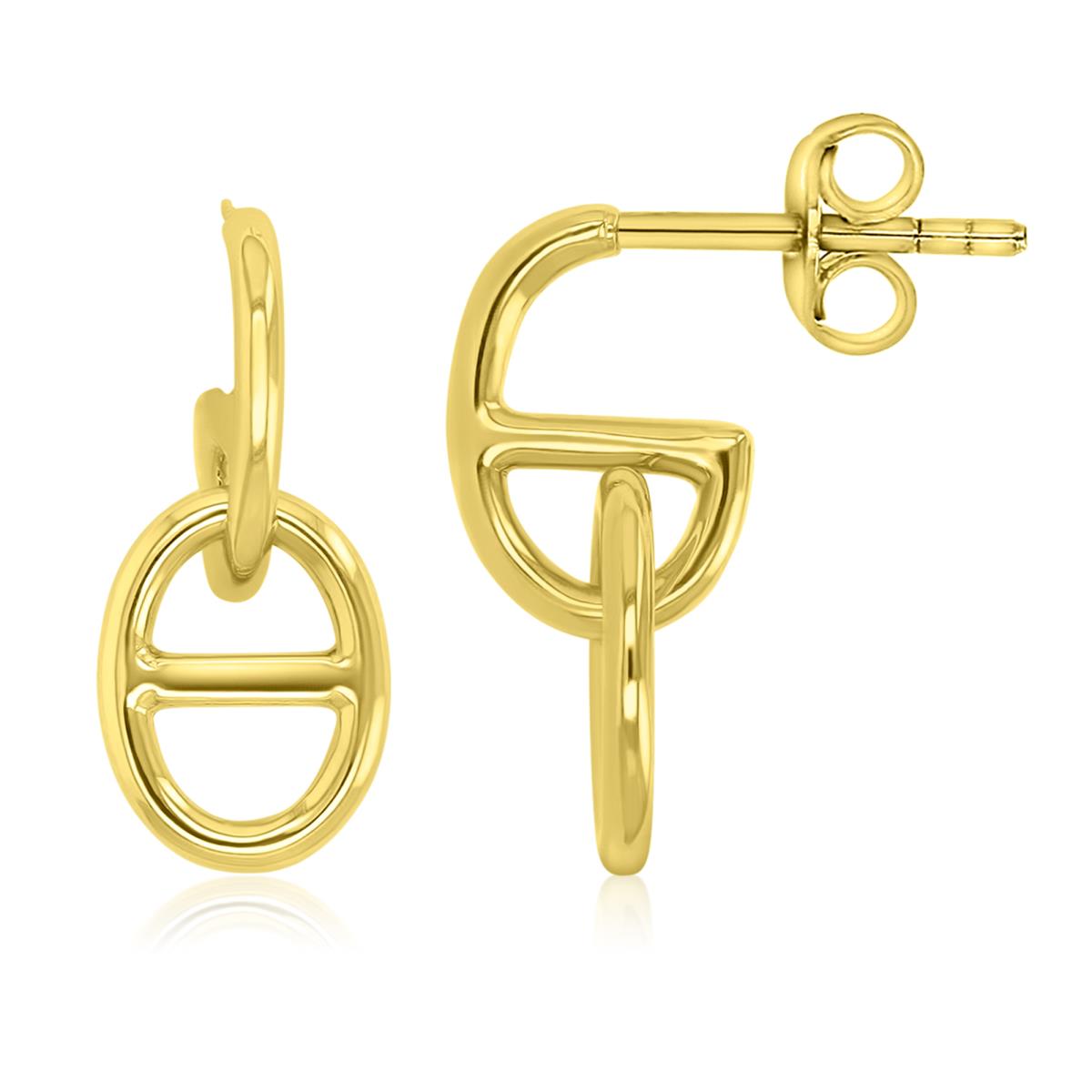 Brass Yellow 22mm Dainty Anchor Dangling Earrings