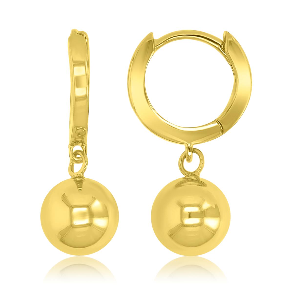 Brass Yellow 23mm Ball Dangling Earrings