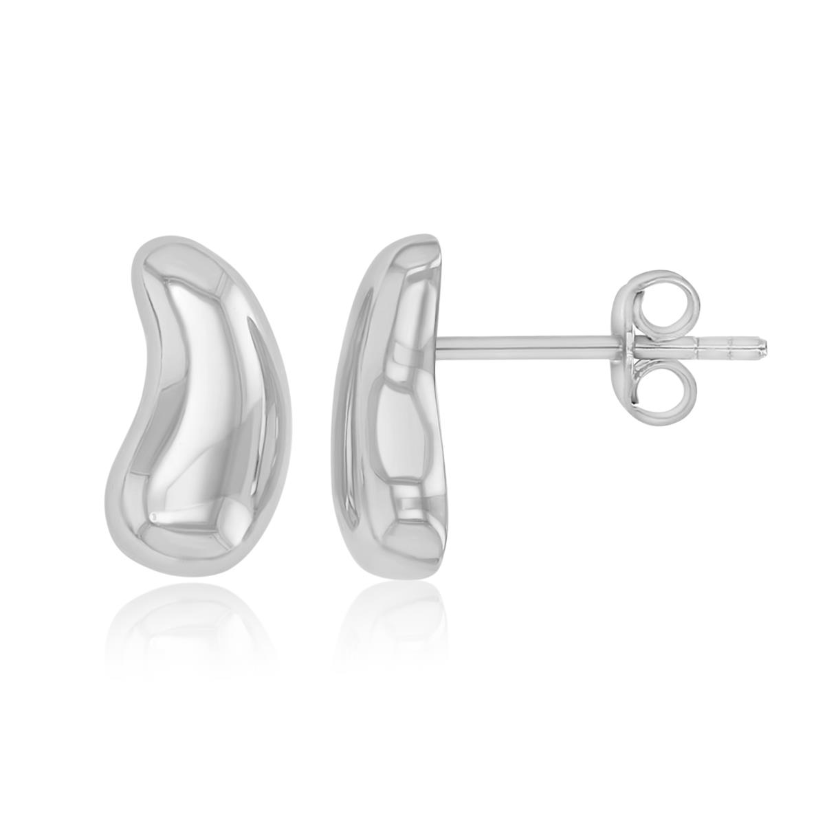 Sterling Silver Rhodium 12mm Teardrop Stud Earrings