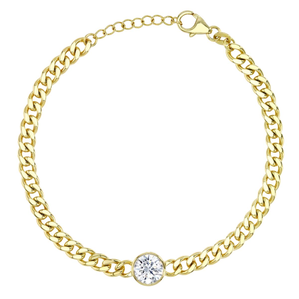 Brass Yellow 9MM Polished White CZ Round 9+1'' Cuban Anklet