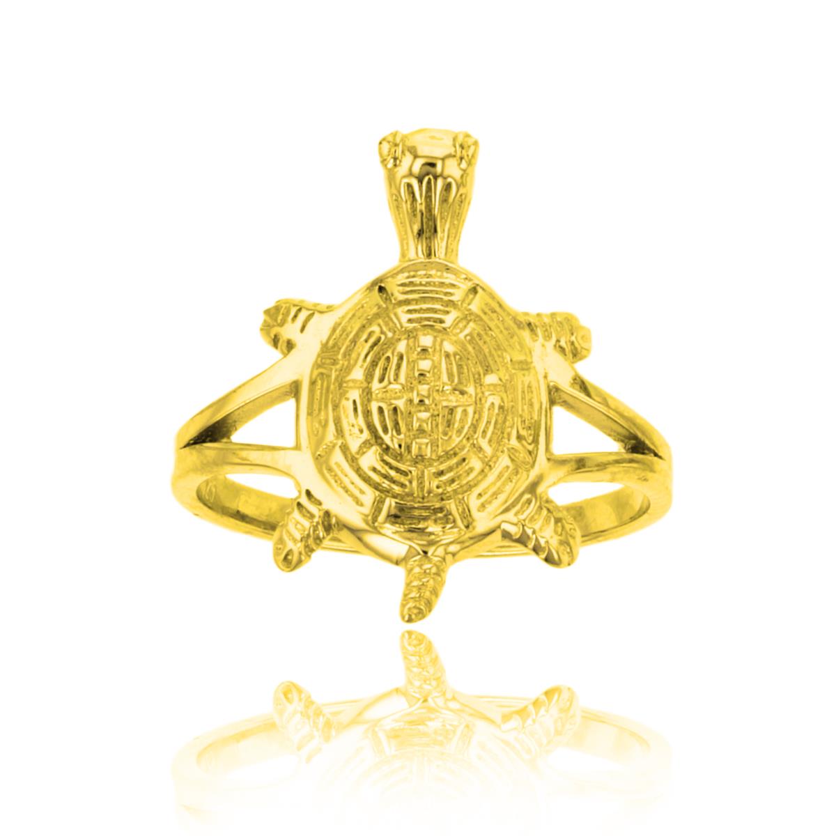 Sterling Silver Yellow 1M High Polished 3D Turtle Ring